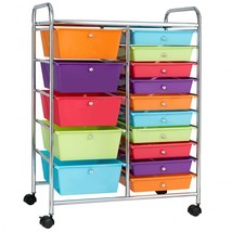 15-Drawer Utility Storage Rolling Organizer Cart  - Multicolor - £87.14 GBP