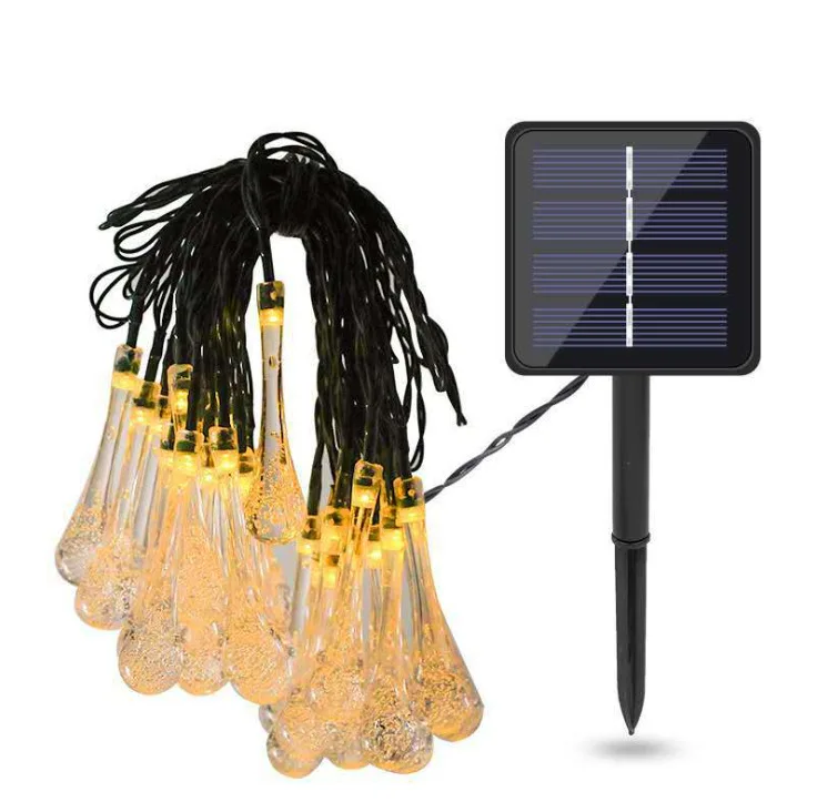 LED Outdoor Water drops Solar Lamp String Lights 7/6/5m 50/30/30 LEDs Fairy Holi - £68.66 GBP