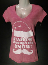 Jrs Fifth Sun &quot; Stashing Through the Snow &quot; Christmas Holiday T- Shirt Sz Small  - £11.59 GBP