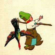 Dutch Comic Child w Dead Pheasant 1913 Thanksgiving Postcard - £10.63 GBP