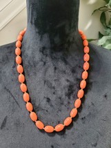 Vintage Orange Faceted Beaded Strand Necklace - £14.38 GBP