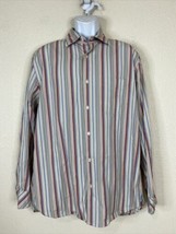 Express Men Size L Colorful Striped Button Up Shirt Long Sleeve Pocket - $6.94