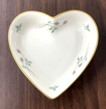 Vintage Lenox Rose Manor Pink Porcelain 4.75&quot; Heart Shaped Trinket Dish ... - £8.14 GBP