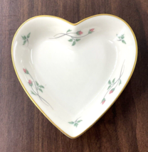 Vintage Lenox Rose Manor Pink Porcelain 4.75&quot; Heart Shaped Trinket Dish ... - £8.24 GBP