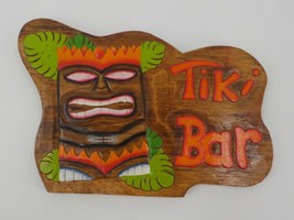 11X16 Painted Wood Tiki Bar Wall Hanging Totem Face Hawaiian Luau Party Palms - £15.94 GBP