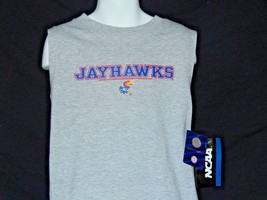 Kansas Jayhawks T-Shirt Boys Kids Size Small 4/5 Medium 6/7 Gray Sleevel... - £10.32 GBP