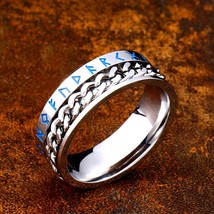 Tainless steel fashion style luminous nose viking rotatable chain and rune ring for men thumb200
