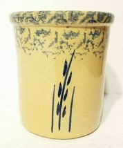 6&quot; Tall - Robinson Ransbottom Pottery Blue Wheat Spongeware 1 Qt. RRP Crock EUC - $14.95