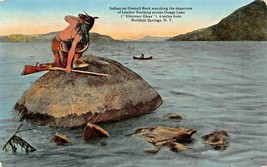 Richfield Springs Ny~Indian On Council ROCK-OTSEGO LAKE-FULLER Publ Postcard - £4.53 GBP