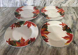 Royal Norfolk 10 1/2&quot; Dinner Plates Set Of 4 Fall Autumn Leaves-RARE-SHI... - £44.29 GBP