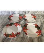 Royal Norfolk 10 1/2&quot; Dinner Plates Set Of 4 Fall Autumn Leaves-RARE-SHI... - £44.12 GBP