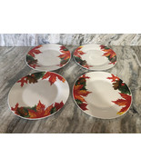 Royal Norfolk 10 1/2&quot; Dinner Plates Set Of 4 Fall Autumn Leaves-RARE-SHI... - $56.31
