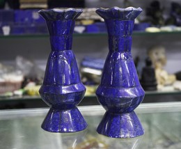 Lapis Lazuli Stone Work Flower Vase Hand Crafted with Copper Interior, A... - $430.00