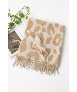 Parchment Cow Print Fringed Winter Large Scarf - $10.56