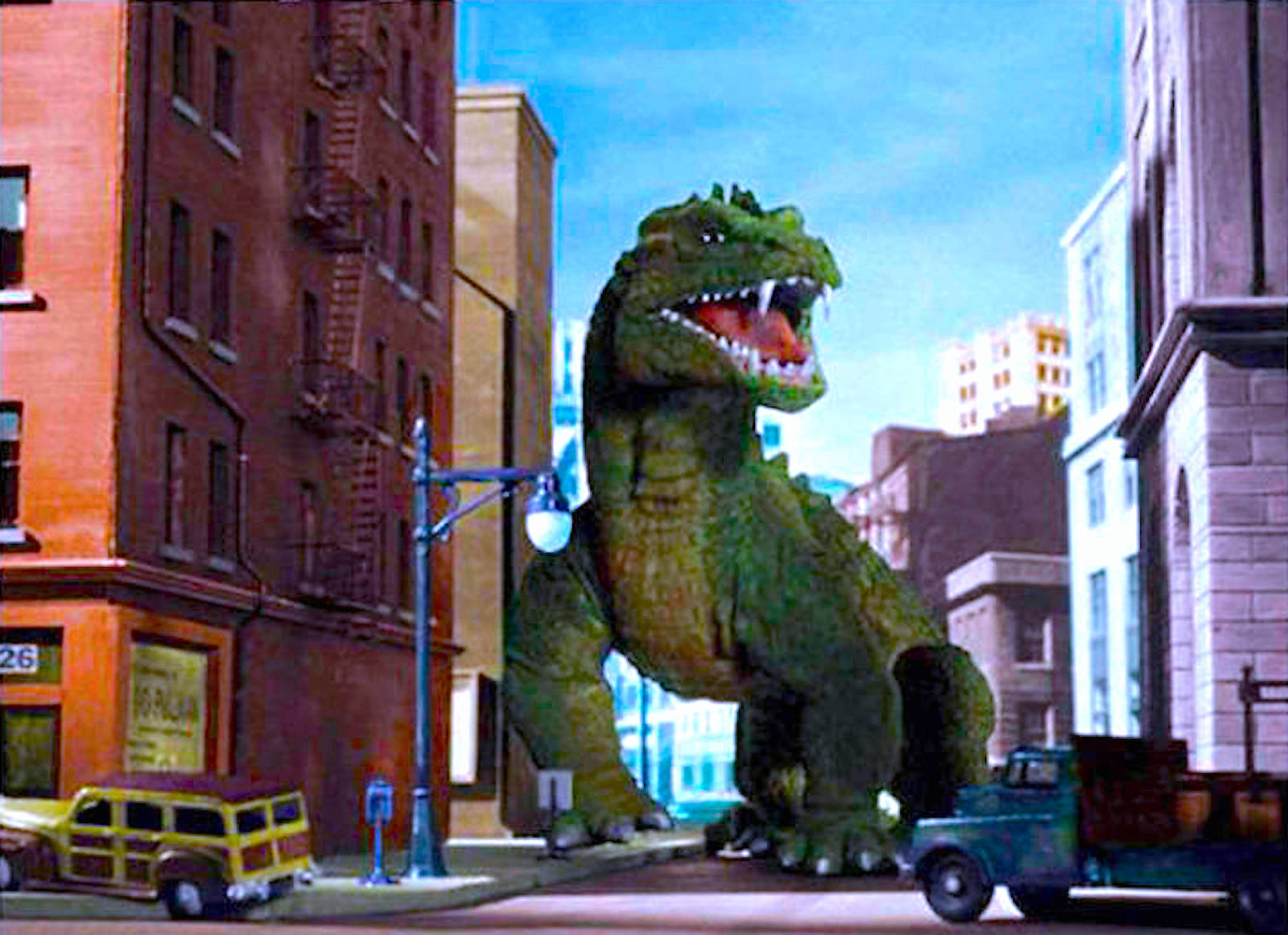 1953’s THE BEAST FROM 20,000 FATHOMS stomps thru NY back street color 8x... - $6.99