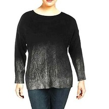 NWT Womens Plus Size 3X Vince Camuto Black Silver Ombre Foil Pullover Sweater - £25.05 GBP
