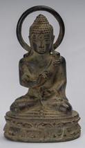 Ancien Indonésien Style Assis Bronze Javanais Teaching Bouddha - 16cm/6 &quot; - £388.28 GBP