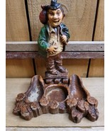 Vintage Antique SyrocoWood Figural &quot;Hungry Hobo&quot; Double Pipe Match Holde... - $39.57