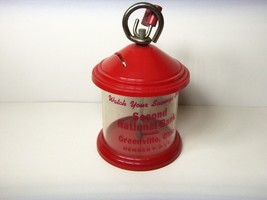 SECOND NATIONAL BANK GREENVILLE OHIO  VINTAGE RED PLASTIC COIN BANK - $19.75