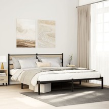 vidaXL Bed Frame Black and sonoma oak Iron, engineered wood Super King - $6,065.17 MXN