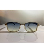 Men&#39;s futuristic style sunglasses with blue gradient lenses and gold wir... - $14.03 CAD