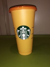 Starbucks Color Changing Cold Reusable Cup Marigold Tangerine Yellow Pride 2020 - £12.78 GBP