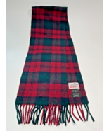 Vintage Johnstons Lindsay Tartan 100% Cashmere Red Green Fringe Scarf Sc... - £120.87 GBP