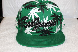 San Francisco Marijuana Leaf Leaves Flat Bill Snapback Baseball Cap Hat Green - £9.80 GBP