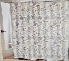 Thankful Blessed Fall Fabric Shower Curtain Hello Fall Leaves Pumpkins 7... - £29.09 GBP