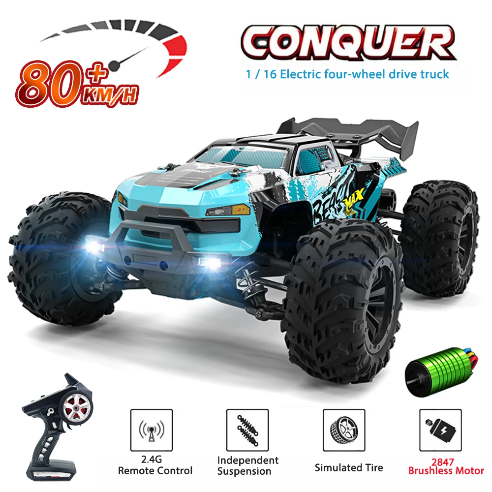 High Speed Drift 4x4 RC Car 1:16 With LED Off-road Remote Control Cars 4WD - £95.07 GBP+