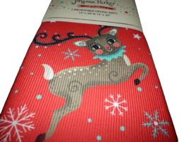 2 New Johanna Parker Retro Christmas Leaping Reindeer Dish Drying Mat 15&quot; X 20&quot; - £25.89 GBP