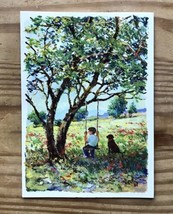 George Rettmer Kimberly Rinehart Boy On Tree Swing with Dog Greeting Card - £3.94 GBP