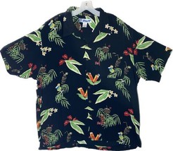 Tiki Aloha Hawaiian Shirt Mugs Cocktails Coconuts Palm Tree Anthurium 2XL Mens - £31.51 GBP