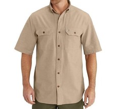 Carhartt Short Sleeve Chambray Shirt Khaki Tan Relaxed Fit S200 Men&#39;s Me... - $19.59