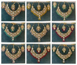 Joharibazar Gold Plated High Qaultiy Kundan Choker Earrrings Tikka Jewelry Set - £68.91 GBP