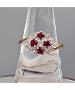 Red CZ Clear Crystal Cluster Ring 18k Yellow Gold Plated Cubic Zirconia ... - $557.69 MXN