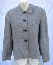 Talbots Women&#39;s Irish Linen Size 12 Petite Black and White Checked Blaze... - $28.49