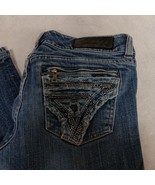 Seven 7 Slim Straight Blue Jeans 29x33 Medium Wash Rhinestone Pockets Di... - £19.71 GBP