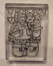 Smiling Girls Dolls / Hearts, Craft Rubber Stamp  Clear Acrylic Back Pro... - £3.86 GBP