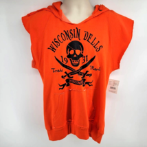 Wisconsin Dells Neon Orange Sleeveless Hoodie Size M New - $24.70