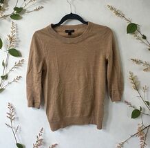 J Crew Womens Sweater top Size Small Brown 3/4 Sleeve 100% merino wool - $22.76