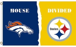 Denver Broncos and Pittsburgh Steelers Divided Flag 3x5ft - £12.78 GBP