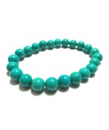 Turquoise Stretch Bracelet 8mm Round Beads Power Innate Wisdom Strength ... - $16.82