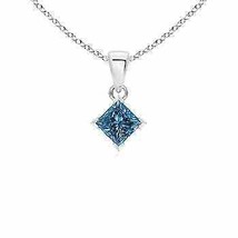 Authenticity Guarantee 
Princess-Cut Blue Diamond Solitaire Pendant in 14K Wh... - £729.77 GBP