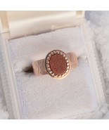 Antique Victorian Goldstone Fancy Oval Rose Gold Ring Wide Band - $319.47 CAD