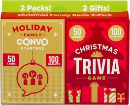 Holiday Family Card Game 2 Pack Holiday Conversation Starters and Trivia Family  - £9.40 GBP