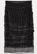 ZARA BNWT 2024. BLACK COMBINED MIDI SKIRT SEMI SHEER PETALS. 5344/910 - $155.48