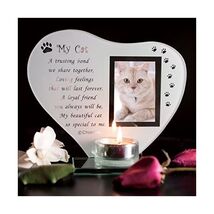 My Cat - Inspirational poem, candle and photo holder glass memorial plaque  - $53.00