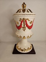 Arnel&#39;s Vibtage 1974 Compote Candy Dish With Lid Red And Gold - £18.27 GBP