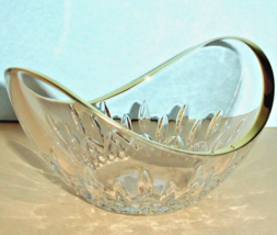 Waterford Crystal Lismore Essence Ellipse 6&quot; Curved Bowl Gold Band #163708 NEW - £103.03 GBP